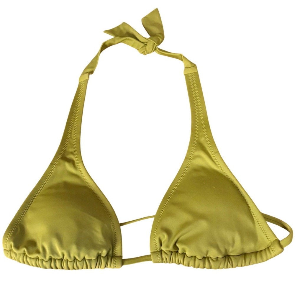 Lands End‎ Canvas 1963 Triangle Bikini Top Lime Green Halter Swim Size 8